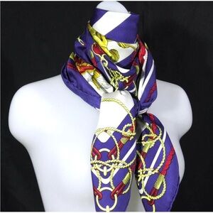 Hermes Vibrant Purple and Gold Rope Scarf